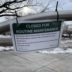 Artesian Well Park - Temporary closure sign