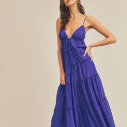 Tinks Boutique - Tiered Cobalt Maxi Dress