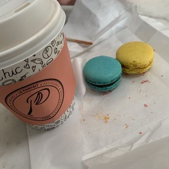 Parfait Paris - Honey Lavender latte, jasmine early grey macaroon, and lemon macaroon. - Creperies Near Me - Anaheim, California Parfait Paris - Honey Lavender latte, jasmine early grey macaroon, and lemon macaroon. - Creperies Near Me - Anaheim, California