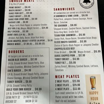 OAK'D BBQ - Menu - Barbeque Near Me - Addison, Texas
