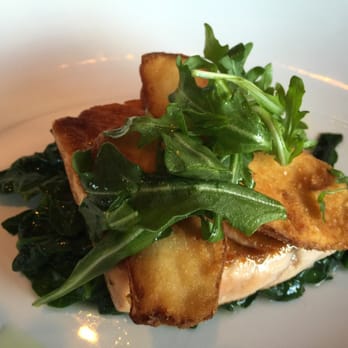Boulevard - Steelhead salmon with breaded chanterelle mushrooms.... Simple and good - New American Near Me - San Francisco, California