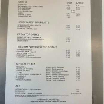 Stereoscope - Menu - Coffee Roasteries Near Me - Newport Beach, California