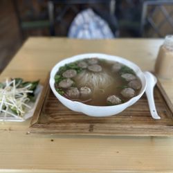 Pho Best III - Beef Ball Pho & Tea with condensed milk