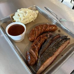 Brisket, sausage , Potato Salad Brisket, sausage , Potato Salad