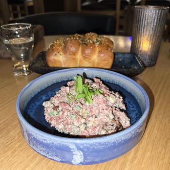 KYU - Steak tartare with bone marrow and Parker house rolls - Asian Fusion Near Me - Las Vegas, Nevada KYU - Steak tartare with bone marrow and Parker house rolls - Asian Fusion Near Me - Las Vegas, Nevada