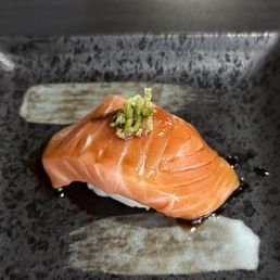 a piece of salmon on a plate a piece of salmon on a plate