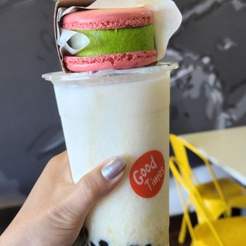 One Tea House - Coconut smoothie and a green tea macaroons - Bubble Tea Near Me - Modesto, California One Tea House - Coconut smoothie and a green tea macaroons - Bubble Tea Near Me - Modesto, California