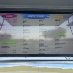 Snappy’s Sweets Shaved Ice & Icecream - Menu