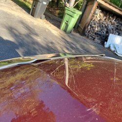 Rivertown Collision Center of Columbus - The gap is large enough to hold water so it sprays out on my windshield after the rain clears and it is currently full of leaves and debris.