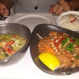 Vegaterian pad Thai and Green  Curry,  Coconut Rice