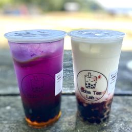 Life is Peachy (left) and Sam's Strawberry Fresh Milk Tea (right)
