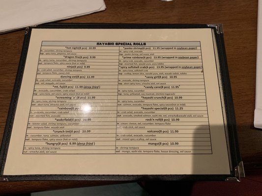 Menu photo 4 Hayashi Japanese Restaurant Raleigh, NC