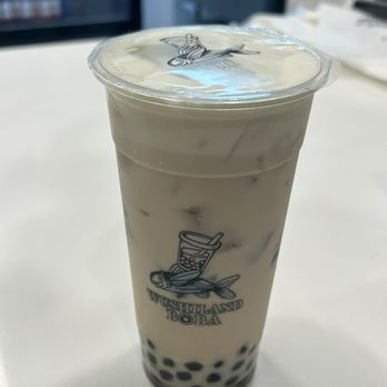 Wushiland Boba - Green Tea Macchiato w/ Boba + Grass Jelly - Bubble Tea Near Me - San Diego, California Wushiland Boba - Green Tea Macchiato w/ Boba + Grass Jelly - Bubble Tea Near Me - San Diego, California