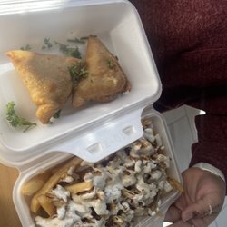 Malek Shawarma - Somosa and loaded chicken shawarma fries