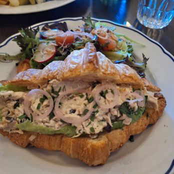 THE VERMILLION ROOM - Chicken salad croissant with bistro salad - French Near Me - Banff, Alberta THE VERMILLION ROOM - Chicken salad croissant with bistro salad - French Near Me - Banff, Alberta