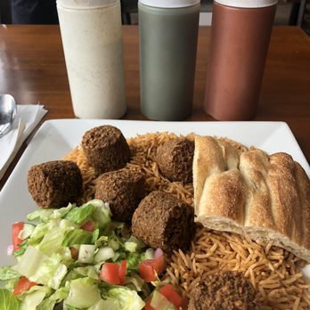 Mazadar Mediterranean Kitchen - Love those sauces!  Falafel platter yummy - Mediterranean Near Me - Albany, New York