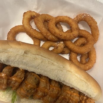 Snappers - Shrimp Sandwich Sub Onion Ring - Seafood Near Me - Houston, Texas Snappers - Shrimp Sandwich Sub Onion Ring - Seafood Near Me - Houston, Texas