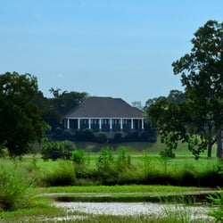 The clubhouse from the back on the course.