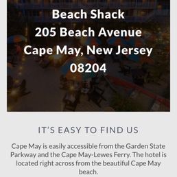The beach shack website showing the seating area I speak of.