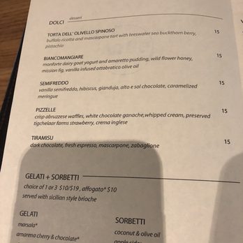 Buca Yorkville - Dessert menu! - Italian Near Me - Toronto, Ontario