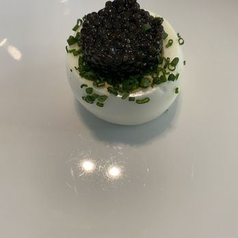 Knife Pleat - Caviar deviled egg - French Near Me - Costa Mesa, California Knife Pleat - Caviar deviled egg - French Near Me - Costa Mesa, California