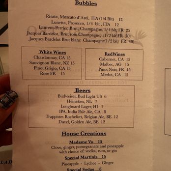 Duc's Bistro - Drinks menu - French Near Me - Honolulu, Hawaii