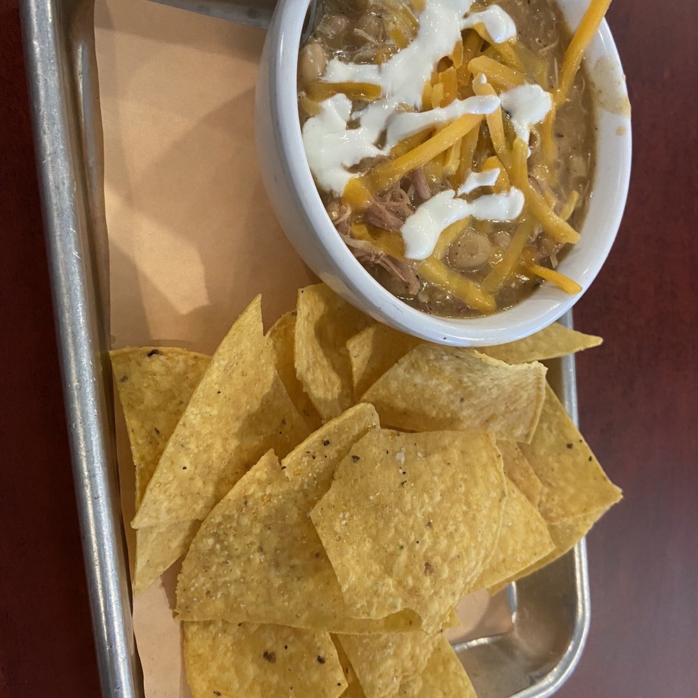 Two Drummers Smokehouse - White chicken chili with fresh chips! So delicious - Barbeque Near Me - Toano, Virginia Two Drummers Smokehouse - White chicken chili with fresh chips! So delicious - Barbeque Near Me - Toano, Virginia