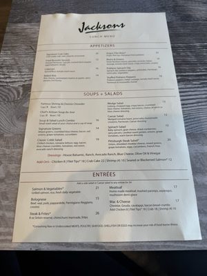 Menu photo 2 Jacksons Restaurant + Bar Monaca, PA