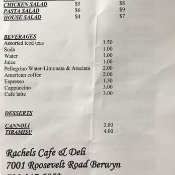 Rachel's Cafe & Deli - Menu 1 of 4 - Pizza Near Me - Berwyn, Illinois Rachel's Cafe & Deli - Menu 1 of 4 - Pizza Near Me - Berwyn, Illinois
