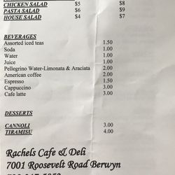 Rachel's Cafe & Deli - Menu 1 of 4