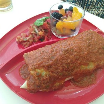 The Local - The Vegan Burrito with red sauce. It also comes with a verde sauce. It is large and filled with Just Eggs, Potatoes, veggies and more! - American Near Me - Prescott, Arizona The Local - The Vegan Burrito with red sauce. It also comes with a verde sauce. It is large and filled with Just Eggs, Potatoes, veggies and more! - American Near Me - Prescott, Arizona