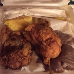 Ronnie's Buffet - Carry out dinner ~ fried chicken, mashed potatoes and gravy, stewed squash and corn bread