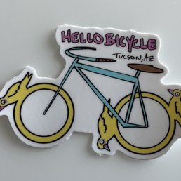 a sticker of a bicycle and a bird