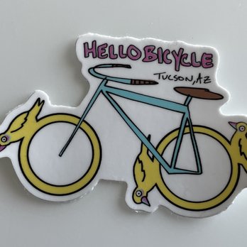 Hello Bicycle & Cafe - a sticker of a bicycle and a bird - Bikes Near Me - Tucson, Arizona
