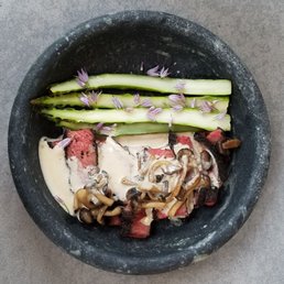 Flatiron steak with trumpet mushrooms & cognac au poivre cream sauce Flatiron steak with trumpet mushrooms & cognac au poivre cream sauce