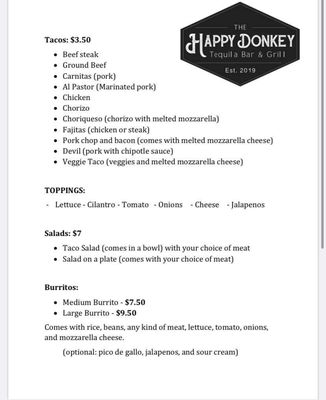 Menu photo 4 Happy Donkey Tequilla Bar Mason City, IA