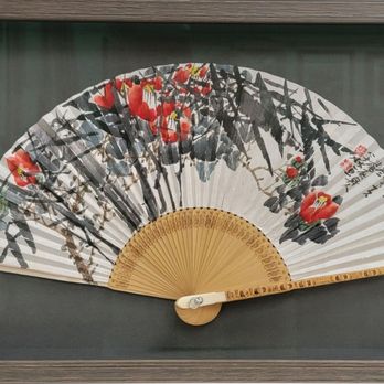 East West Art & Frame - Bamboo fan with Asian traditional painting - Framing Near Me - Carlsbad, California