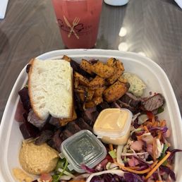 Made my own steak bowl. Absolutely loved it. The focaccia bread was perfectly cooked. Made my own steak bowl. Absolutely loved it. The focaccia bread was perfectly cooked.