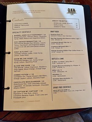 Menu photo 6 Oak Steakhouse Raleigh, NC