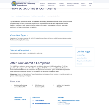 Mountain View Village - HCD Complaint - Mobile Home Parks Near Me - West Hills, California