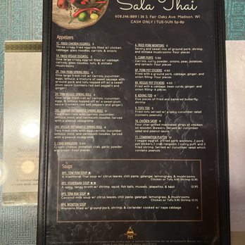 Sala Thai Restaurant - Menu 1 - Thai Near Me - Madison, Wisconsin
