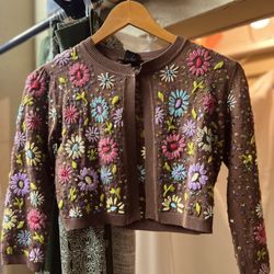 Rezened - Small 3/4 sleeve embroidered cardigan