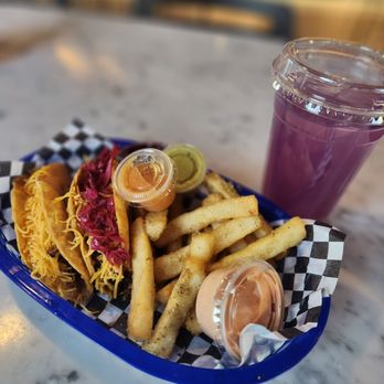 The Fried Taco - a plate of fries and a drink - Tacos Near Me - Edmond, Oklahoma The Fried Taco - a plate of fries and a drink - Tacos Near Me - Edmond, Oklahoma