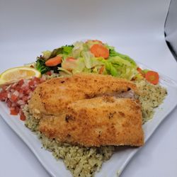 Philly's Sandwich & Grill - Swai fish plate with veggies