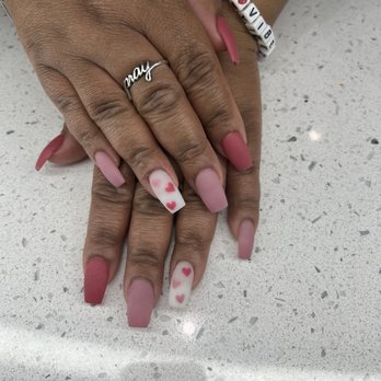 Her Nail Bar  - Matte Valentine's Day nails! - Nail Salons Near Me - Richardson, Texas