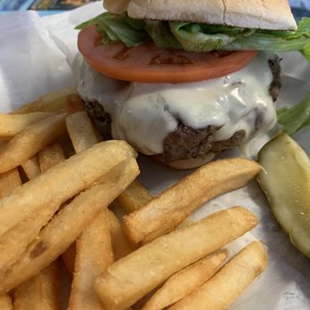 Gram's Kitchen - 10 oz burger with Swiss cheese and fries. - Breakfast & Brunch Near Me - Orange City, Florida