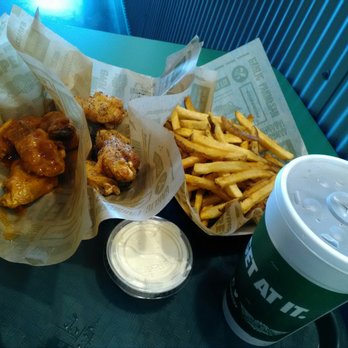 Wingstop - 8 piece combo: mango habañero and lemon pepper, fries, bleu cheese dipping sauce and drink - Chicken Wings Near Me - Alhambra, California