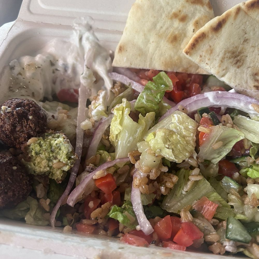 The Nugget Grill And Pub - Falafel & Rice Bowl and a side of Pasta Salad - American Near Me - Long Beach, California