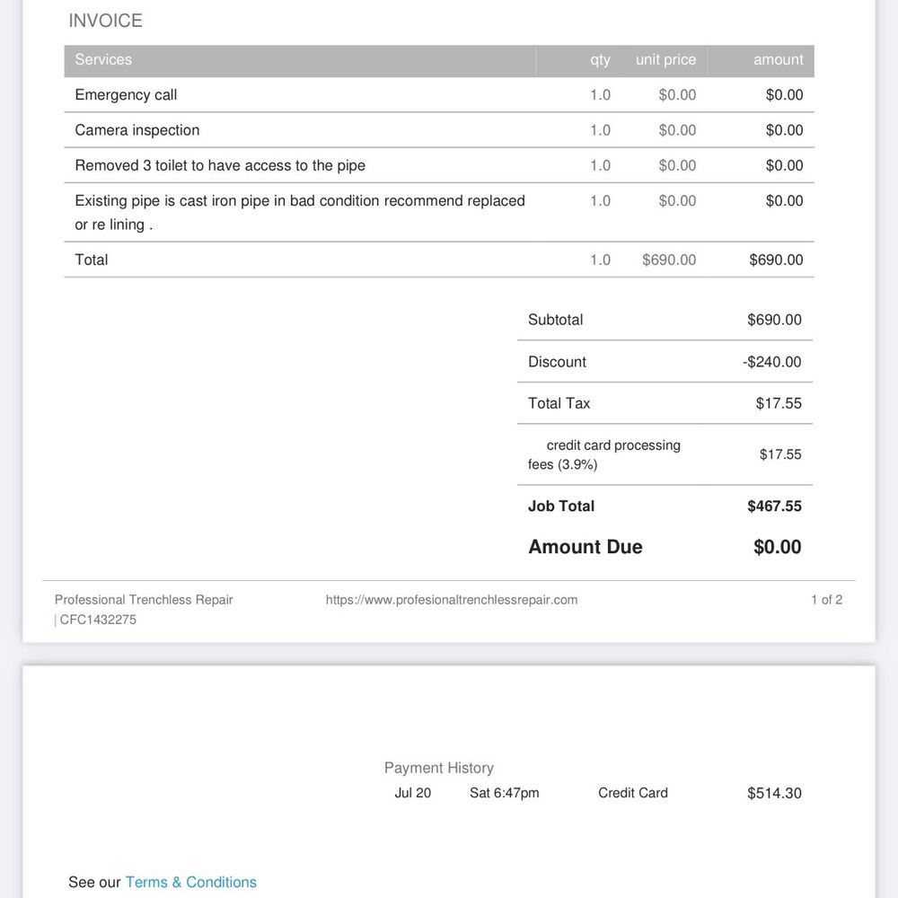 Professional Trenchless Repair - This was all I received for an inspection report. - Plumbing Near Me - Miami, Florida Professional Trenchless Repair - This was all I received for an inspection report. - Plumbing Near Me - Miami, Florida
