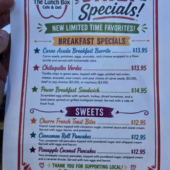 The Lunch Box Cafe & Deli - Breakfast Specials until 1pm! - Breakfast & Brunch Near Me - La Mesa, California The Lunch Box Cafe & Deli - Breakfast Specials until 1pm! - Breakfast & Brunch Near Me - La Mesa, California